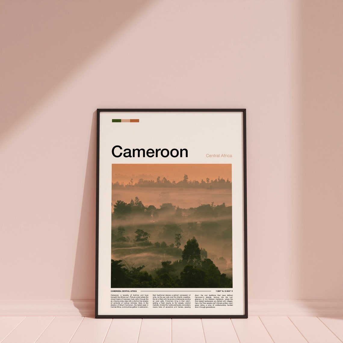 Cameroon Central Africa Misty Forest Sunrise Minimalist Travel Poster - Image 3
