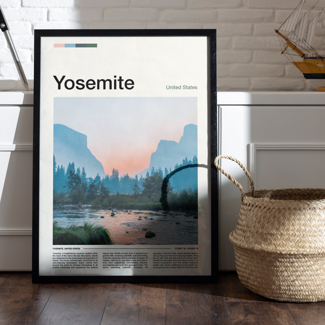 Yosemite National Park Valley River Granite Cliffs Travel Poster - Image 4