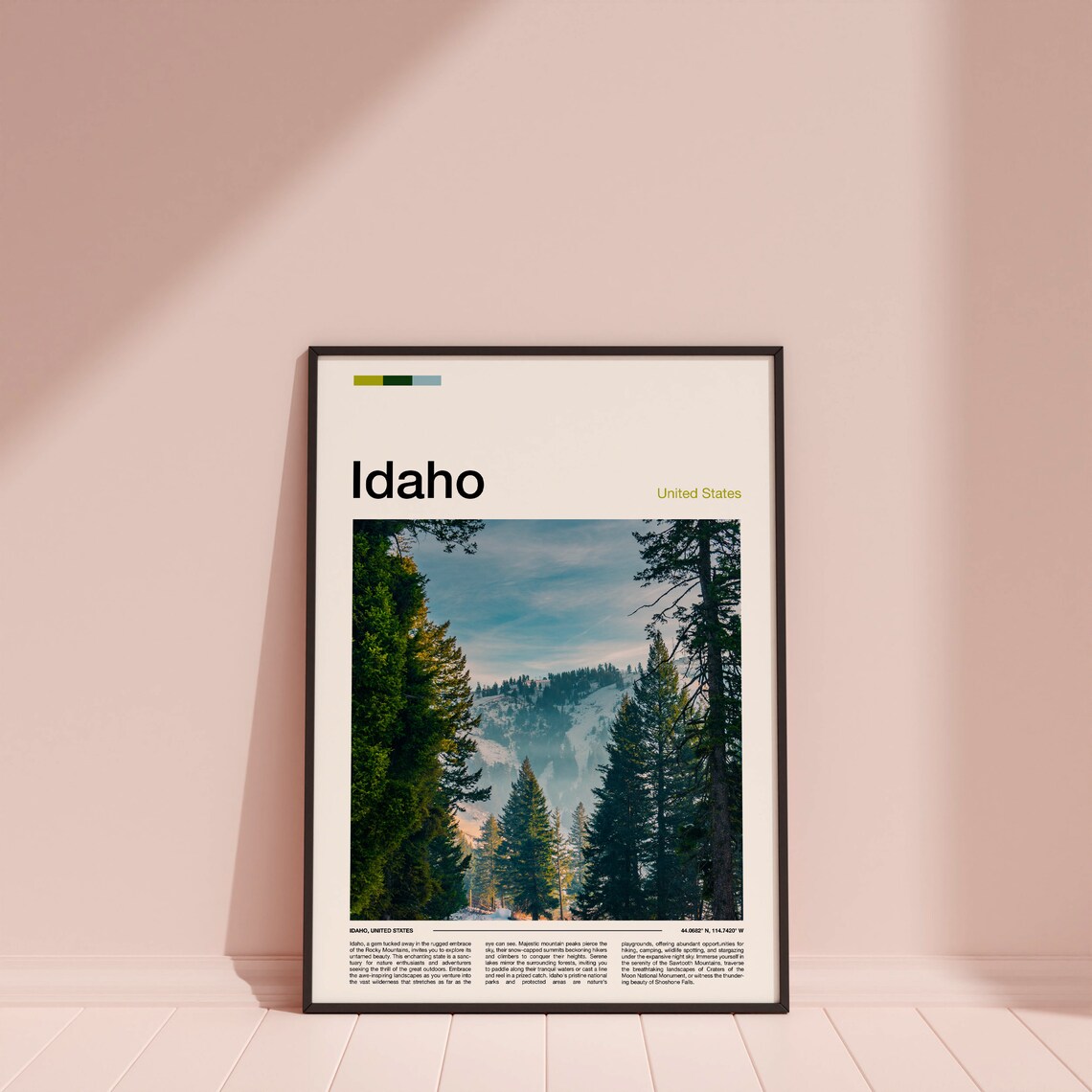 Idaho Pine Forest Valley Snowy Mountain Wilderness Scenic Poster - Image 4