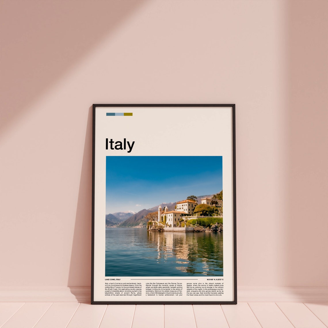 Lake Como Italy Alpine Villa Lakeshore Mountain Reflection Poster - Image 3