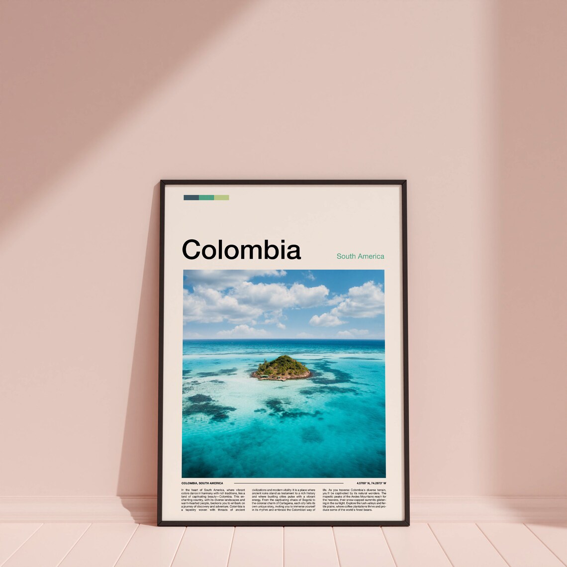 Colombia Tiny Tropical Island Turquoise Sea Aerial Photography Poster - Image 4