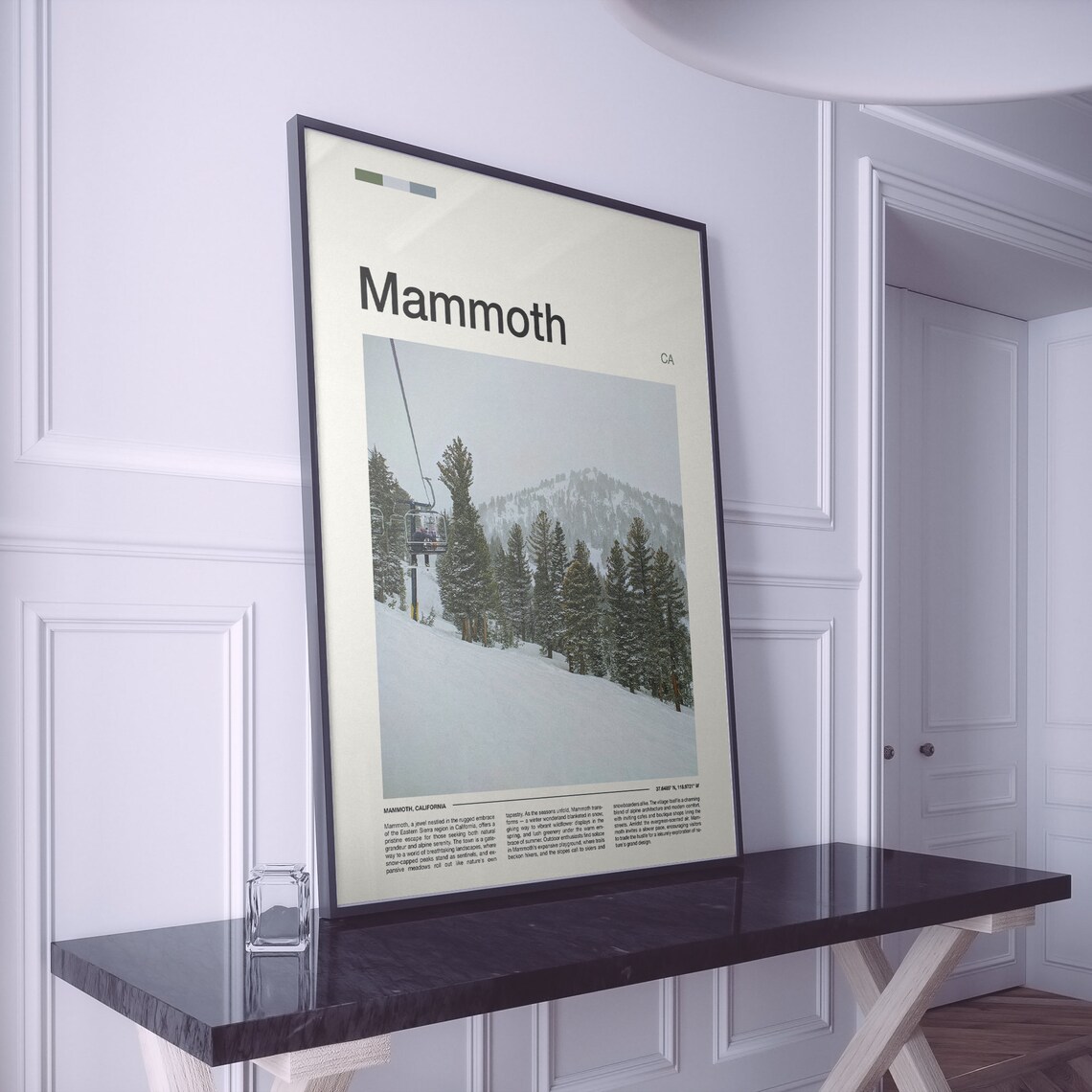 Mammoth California Ski Lift Snowy Pines Minimalist Photo Poster - Image 2