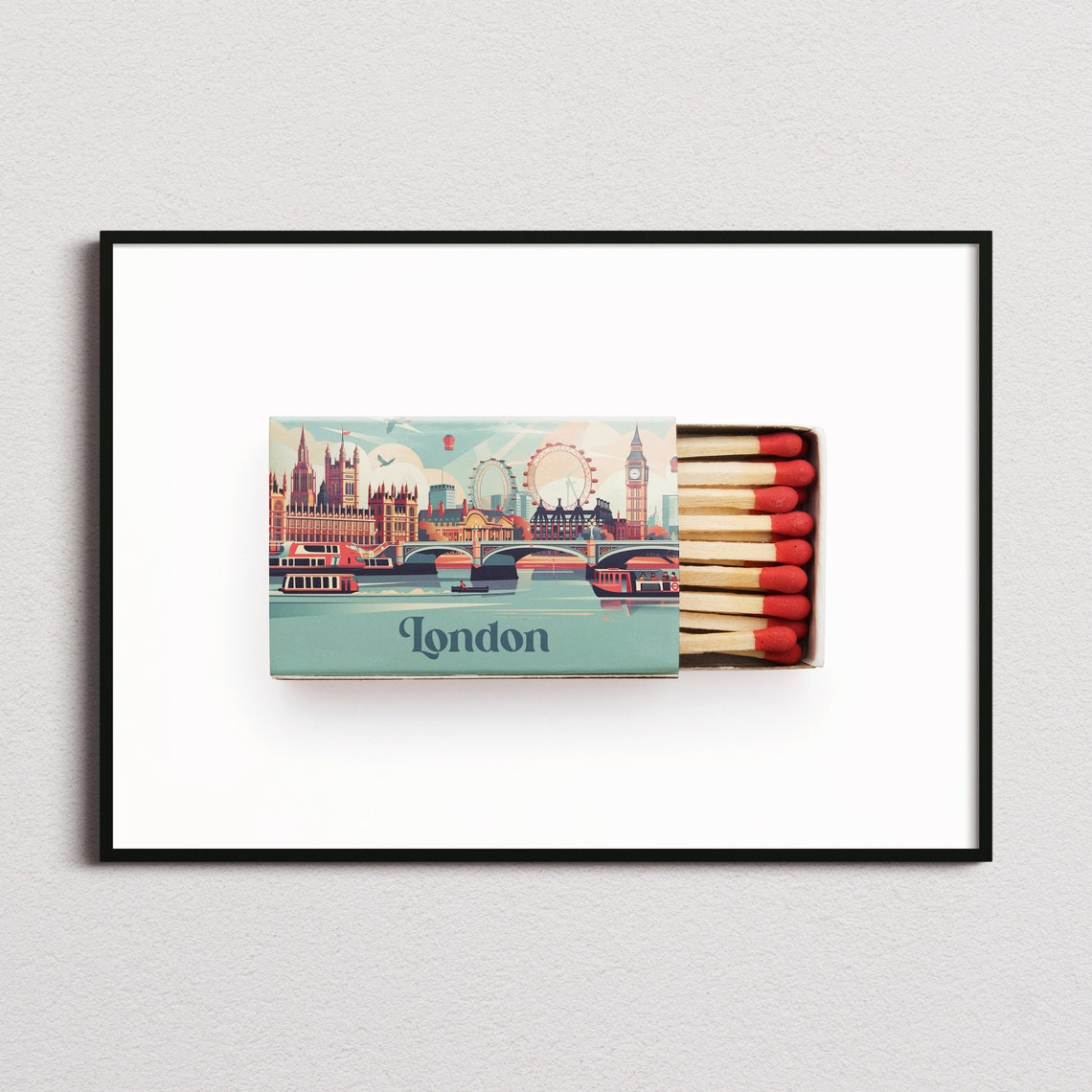 London Matchbox Art Big Ben Eye and Westminster Bridge Poster