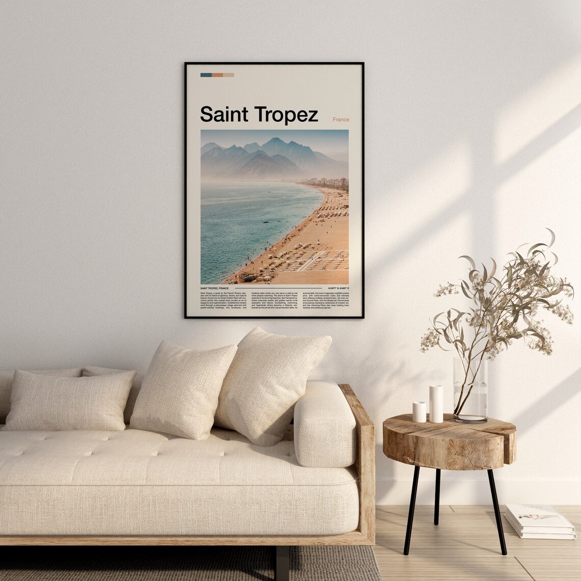 Saint Tropez France Beach Coastline Mountain View Travel Poster - Image 4