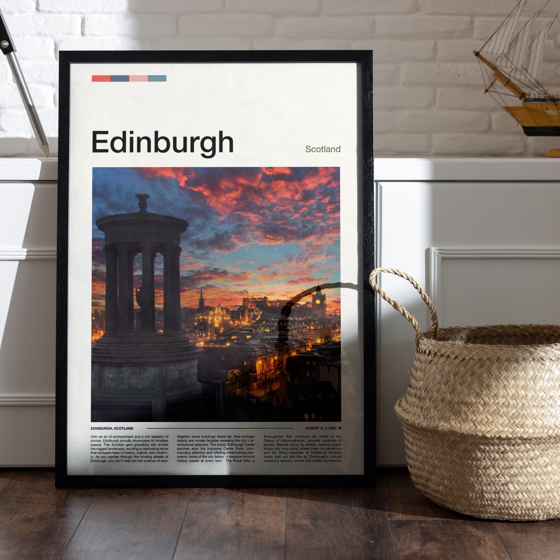 Edinburgh Scotland Calton Hill Sunset Cityscape Skyline Travel Poster - Image 4