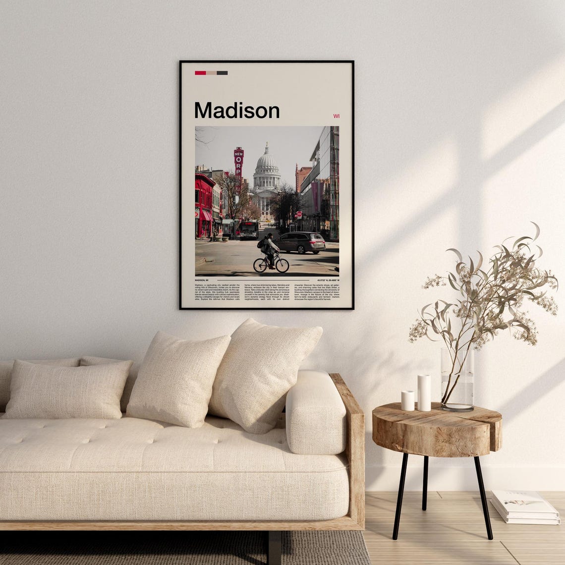 Madison Wisconsin State Capitol Dome Street Scene Travel Poster - Image 2