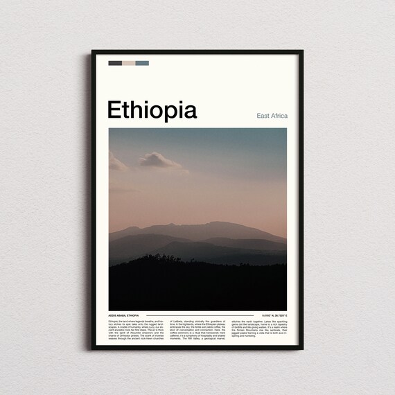 Ethiopia Highland Hills Dusk Silhouette Mountain Photography Poster