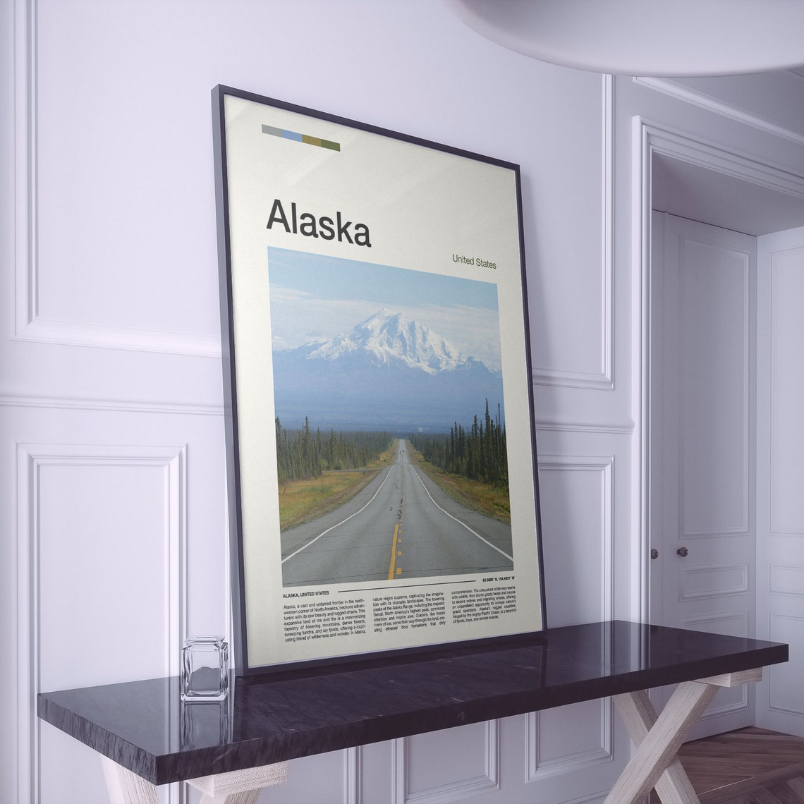 Alaska Denali Mountain Road Highway Snow Peak Vista Art Poster - Image 2