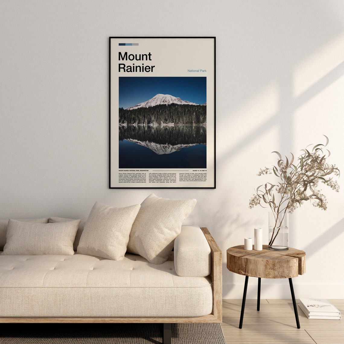 Mount Rainier Washington Snowy Summit Lake Mirror Photo Poster - Image 3