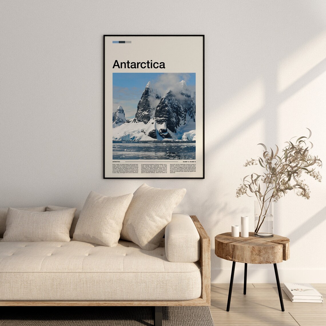 Antarctica Snowy Mountain Peaks Icy Water Minimalist Photo Poster - Image 3