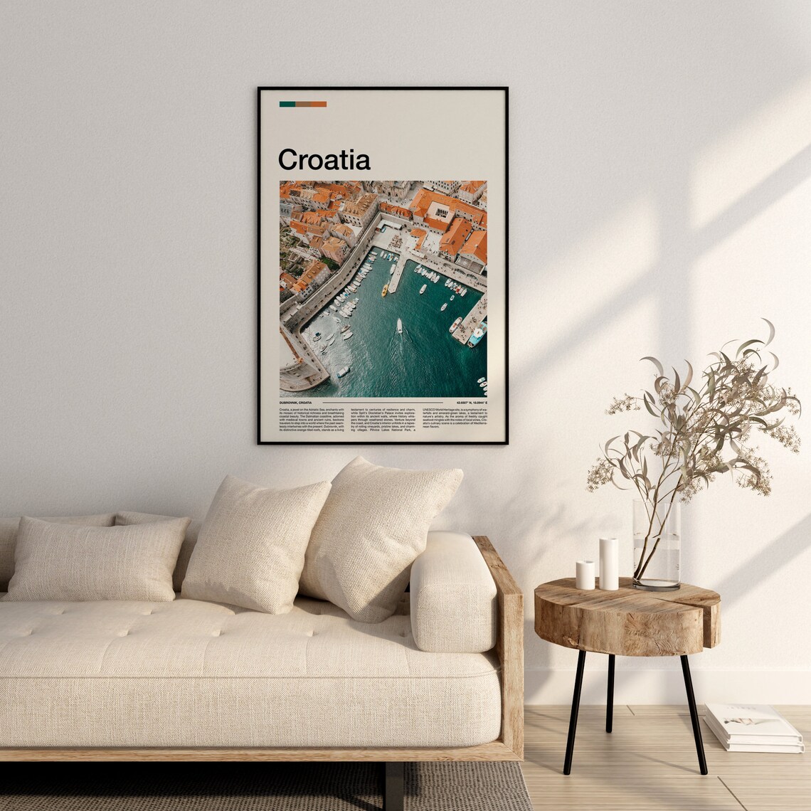 Croatia Dubrovnik Harbor Boats Aerial Minimalist Photo Poster - Image 3