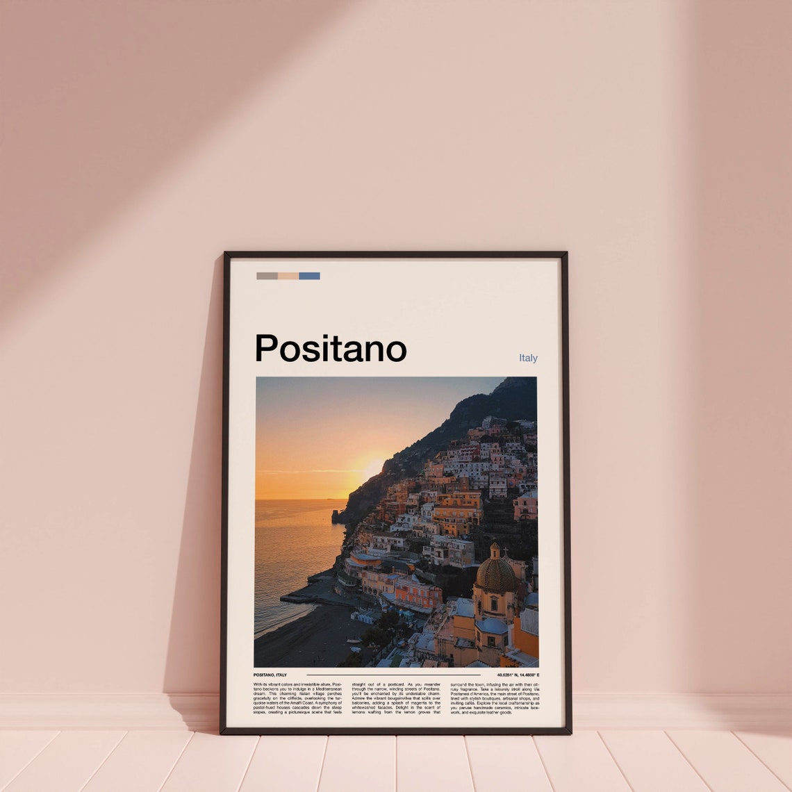 Positano Italy Amalfi Coast Cliffside Sunset Town View Poster - Image 4
