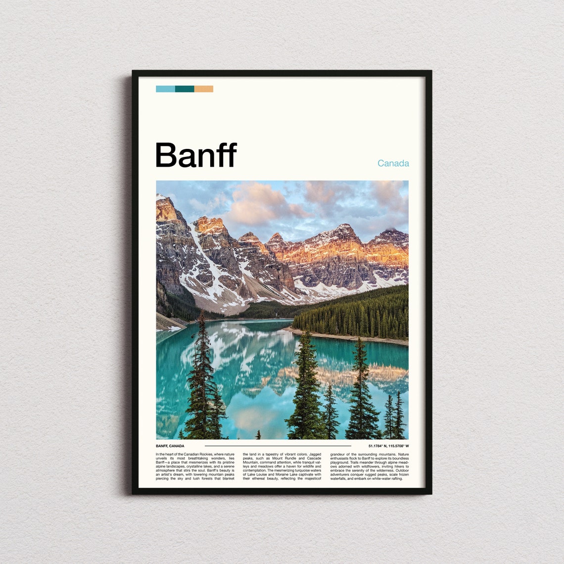 Banff Canada Moraine Lake Turquoise Reflection Peaks Travel Poster