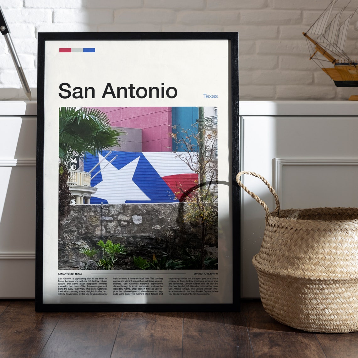 San Antonio Texas Lone Star Wall Mural Minimalist Photo Poster - Image 5
