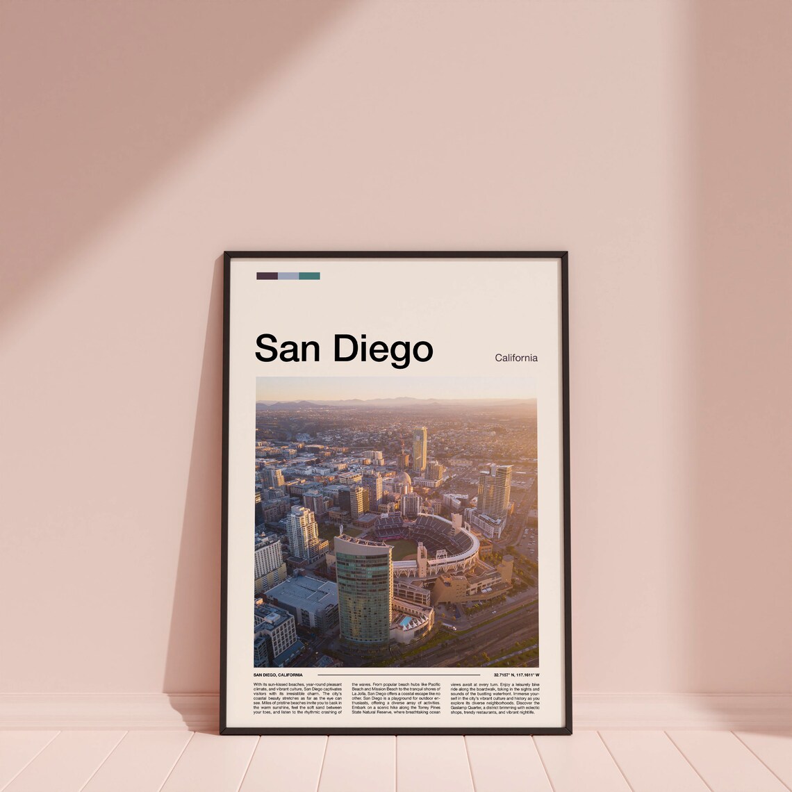 San Diego California Downtown Stadium Aerial Minimalist Photo Poster - Image 4