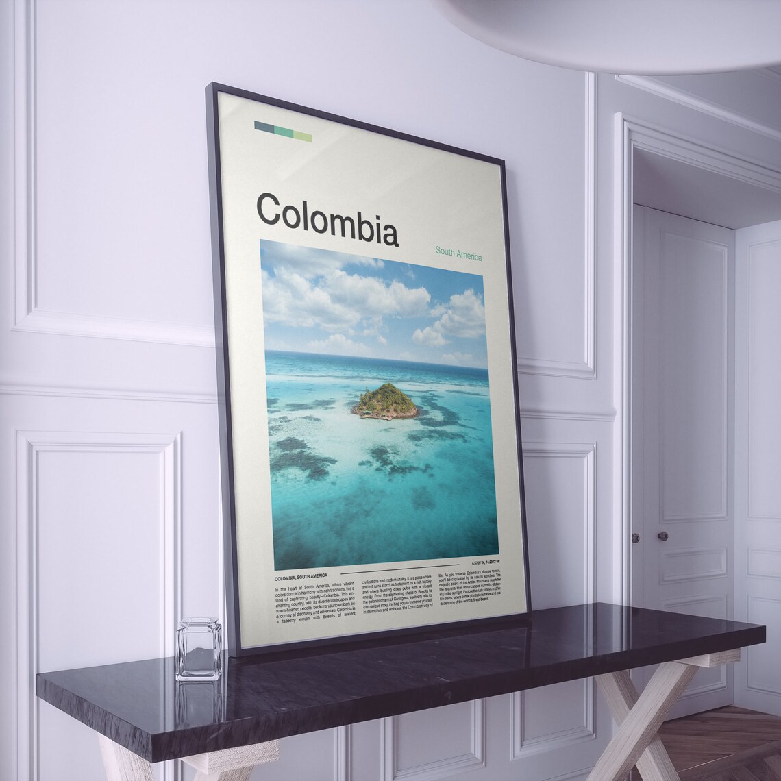 Colombia Tiny Tropical Island Turquoise Sea Aerial Photography Poster - Image 2