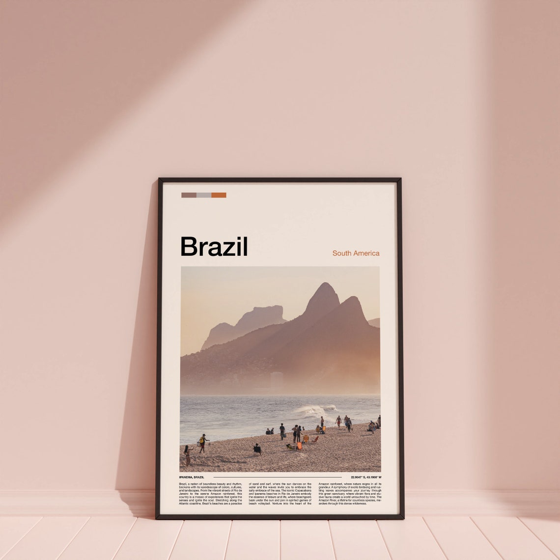 Brazil Ipanema Beach Rio de Janeiro Surfers Mountain Shore Poster - Image 3