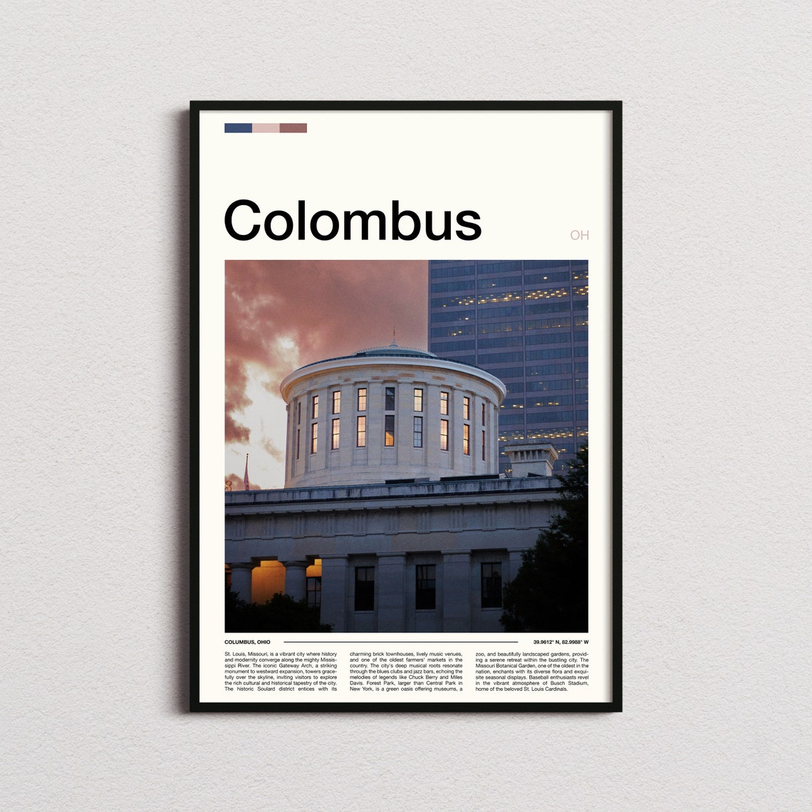 Columbus Ohio Statehouse Dome Capital City Architecture Poster