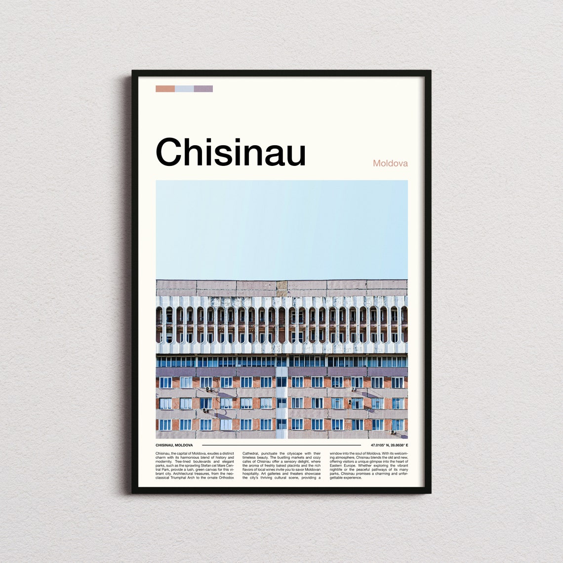 Chisinau Moldova Modernist Apartment Block Arched Facade Travel Poster