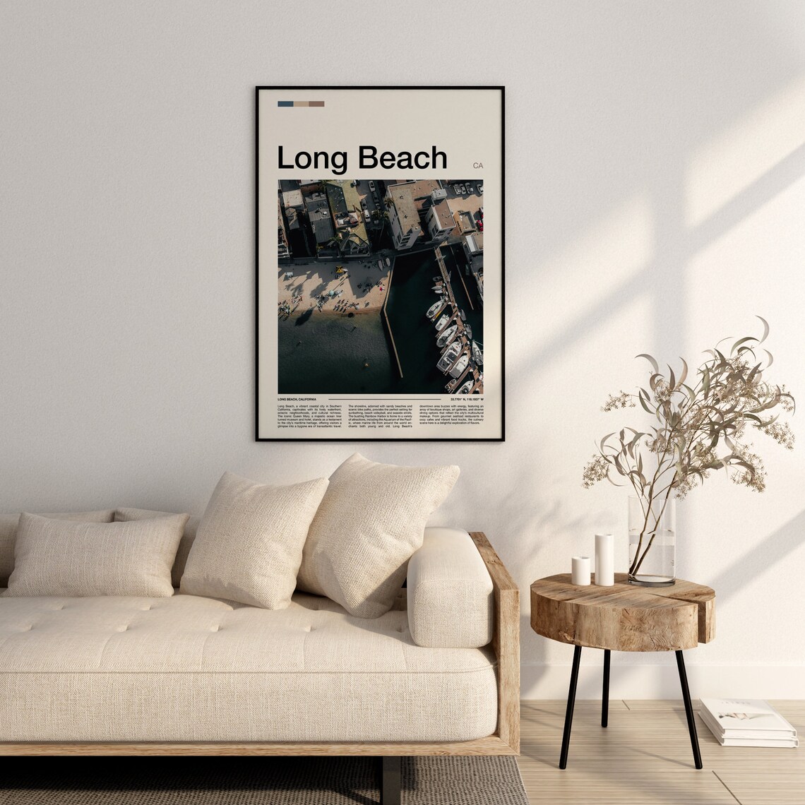 Long Beach California Aerial Beach Marina Harbor Travel Poster - Image 3