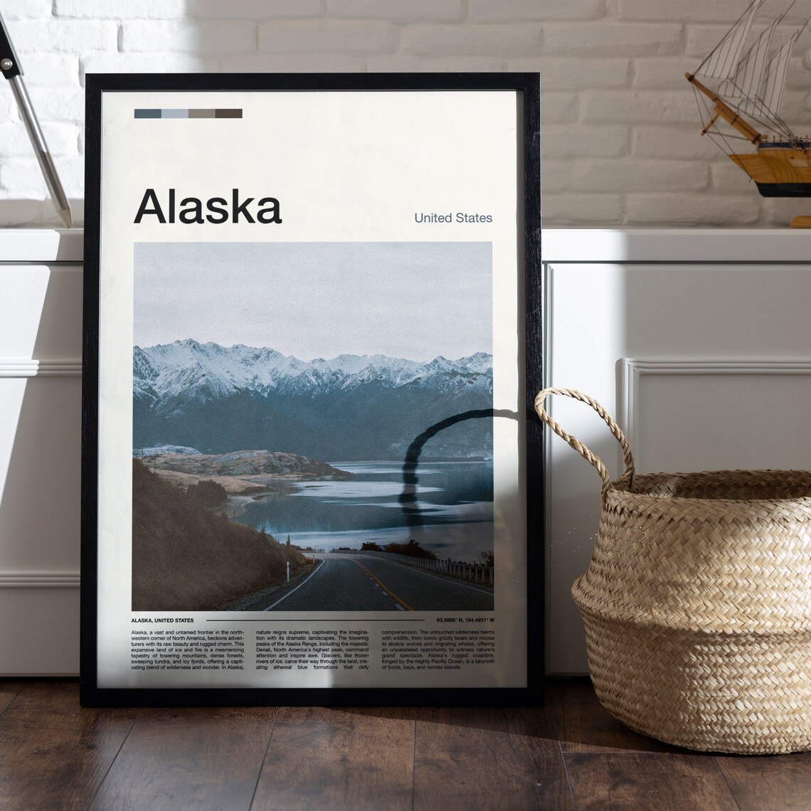 Alaska Mountain Range Snow Peaks Road Lake Scenic Drive Poster - Image 5