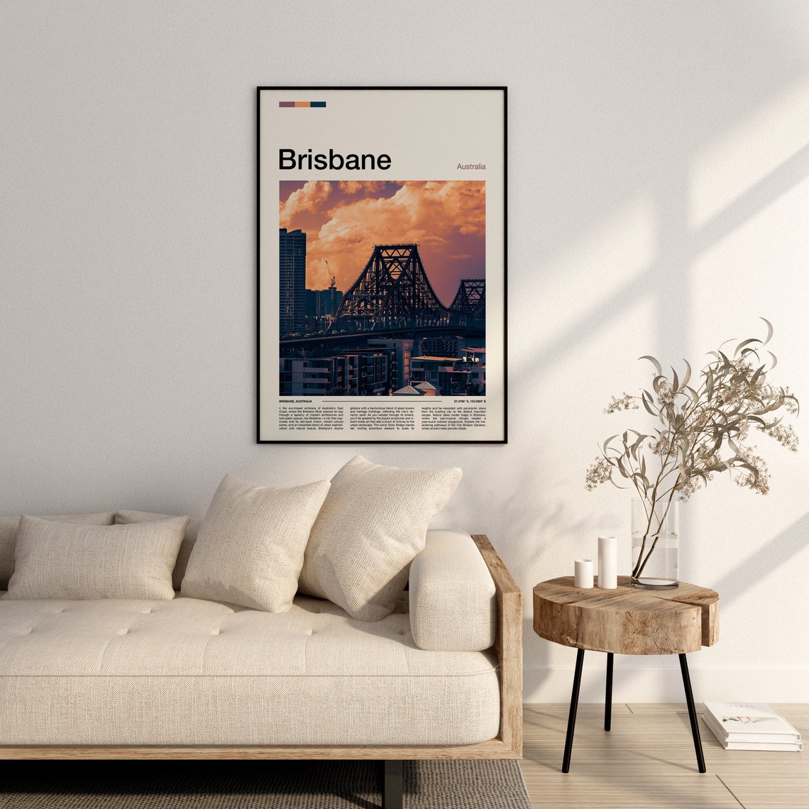 Brisbane Australia Story Bridge Sunset Skyline Travel Poster - Image 2
