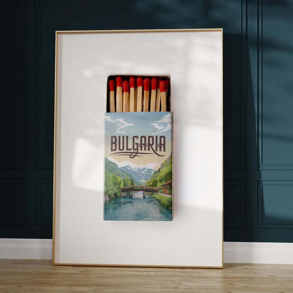 Bulgaria Matchbox River Bridge Mountain Vintage Travel Art Poster - Image 5