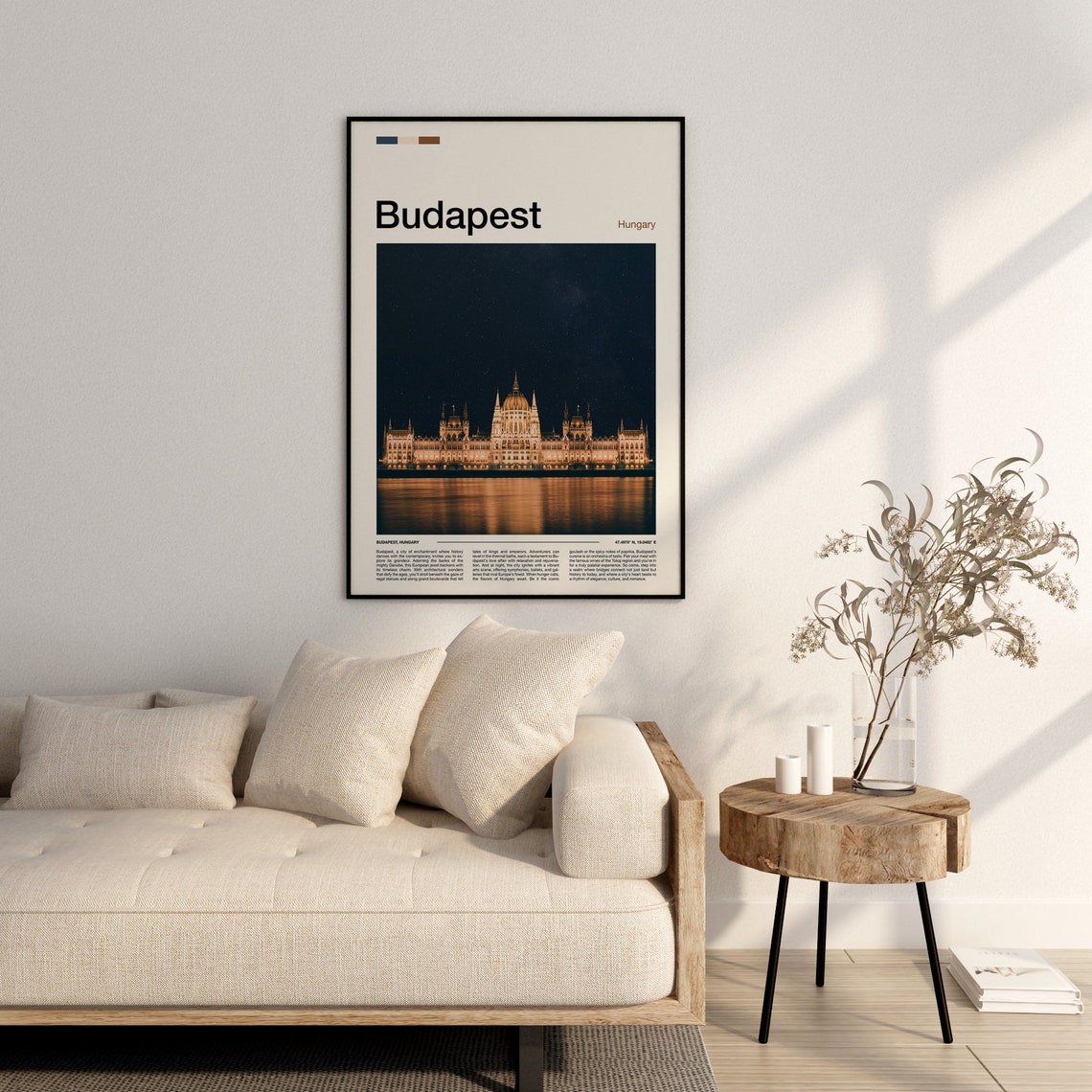 Budapest Hungary Parliament Night Danube Travel Photo Poster - Image 3