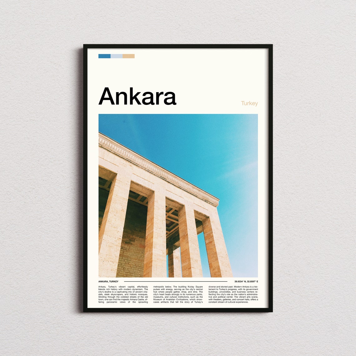 Ankara Turkey Grand Mausoleum Colonnade Blue Sky Photo Poster