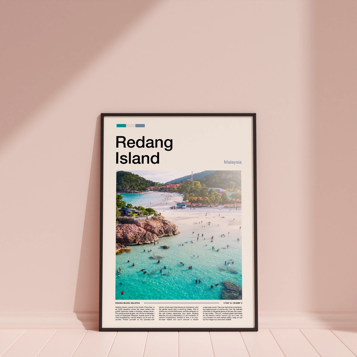 Redang Island Malaysia Aerial Beach Snorkelers Turquoise Poster - Image 4