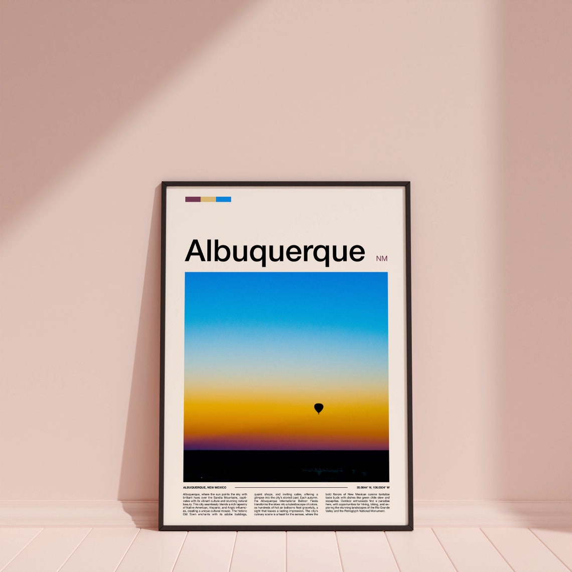 Albuquerque New Mexico Lone Balloon Sunset Sky Minimalist Poster - Image 4