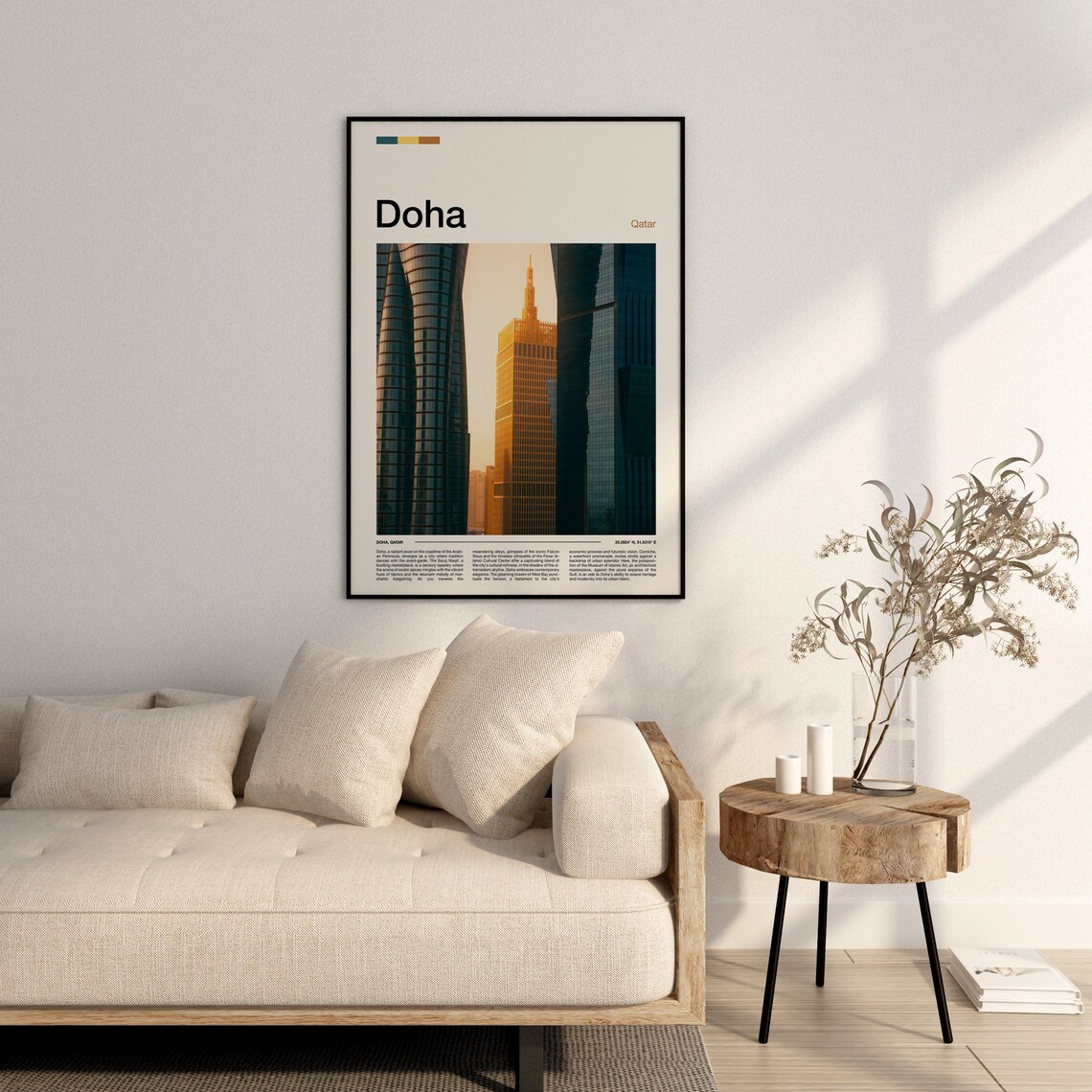 Doha Qatar Modern Glass Skyscrapers At Golden Hour Skyline Poster - Image 3