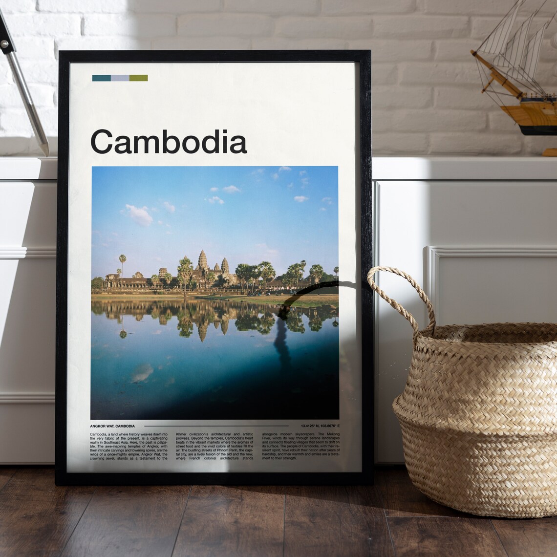 Cambodia Angkor Wat Temple Reflection Lake Sunrise Travel Poster - Image 4