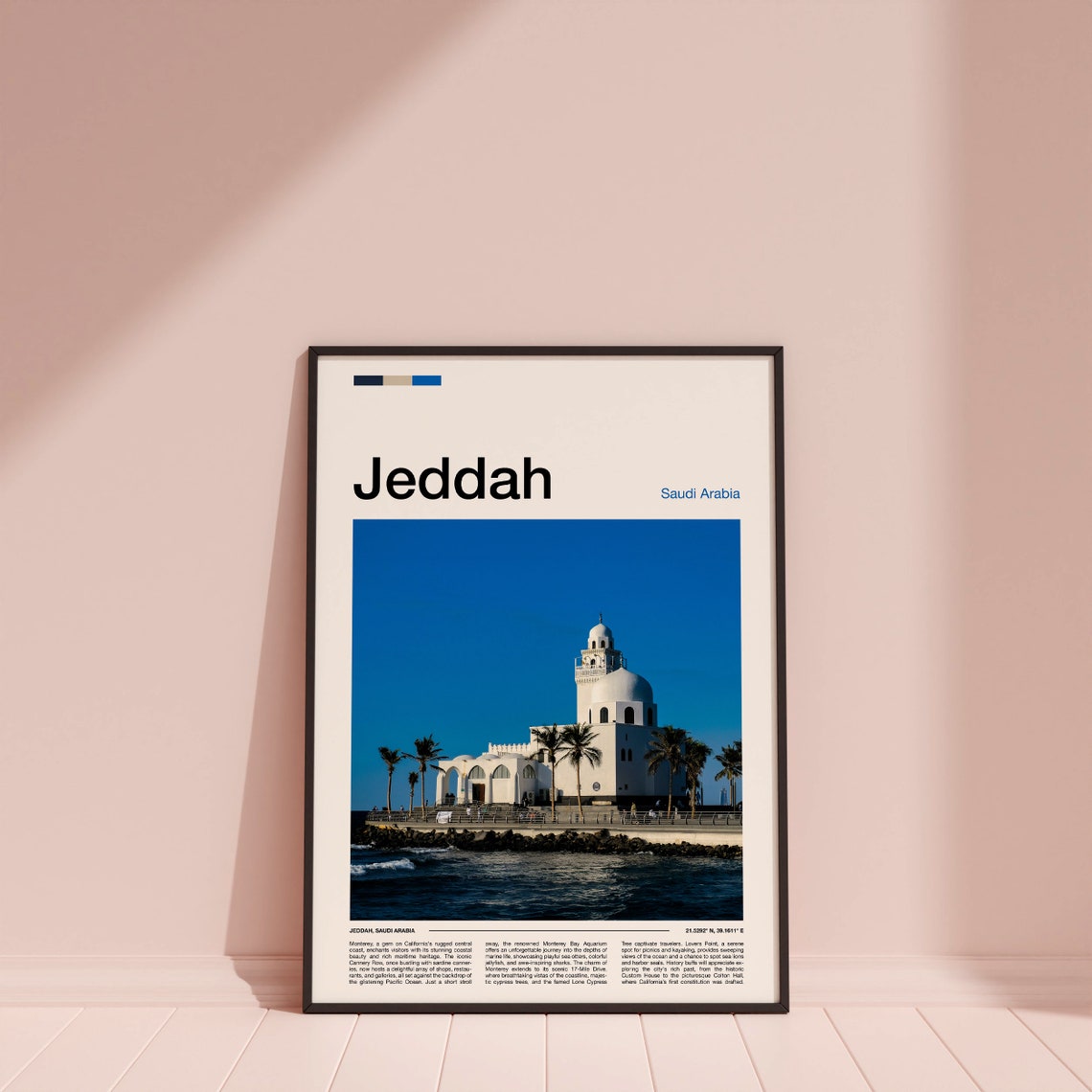 Jeddah Saudi Arabia White Waterfront Mosque Corniche Travel Poster - Image 4