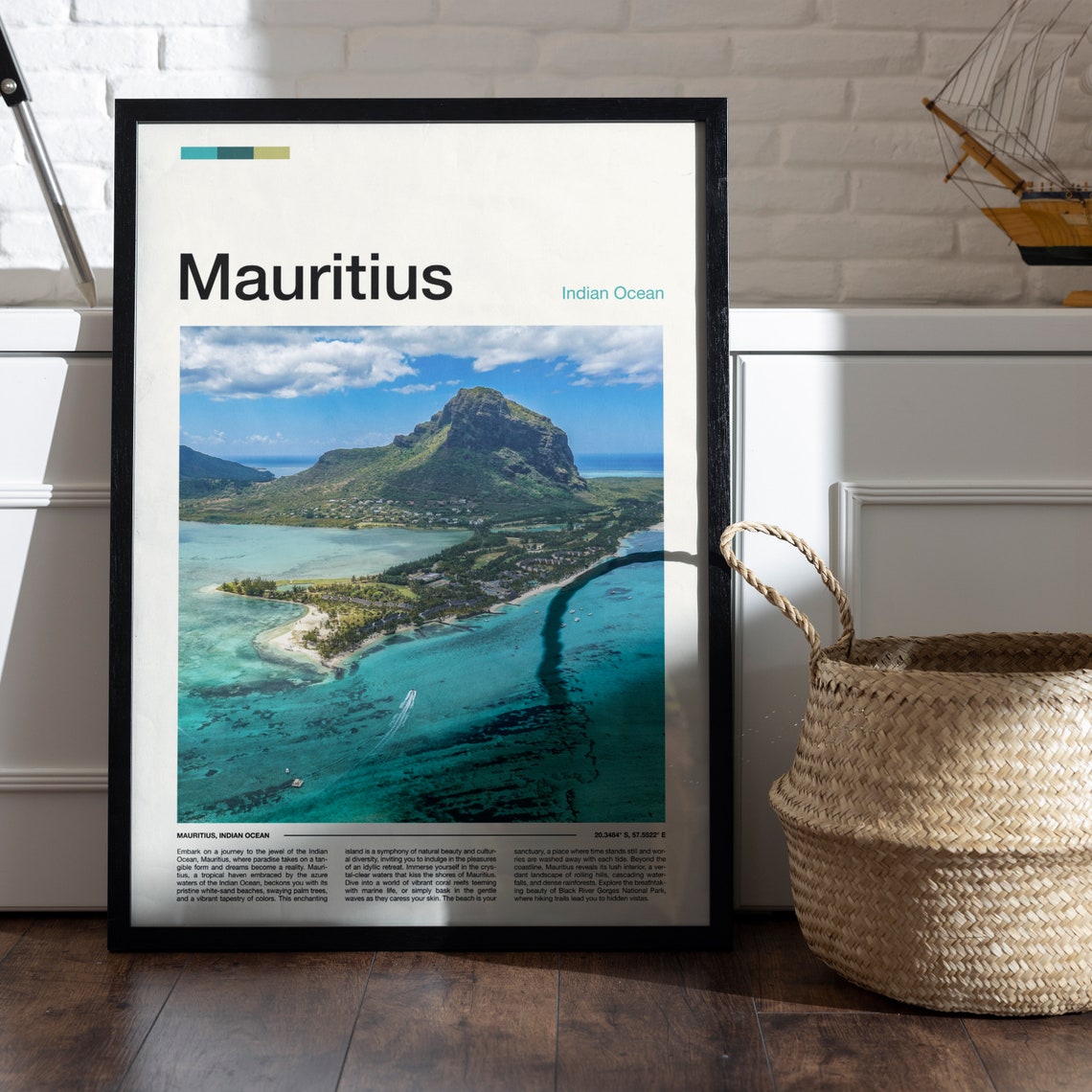 Mauritius Indian Ocean Tropical Le Morne Aerial Lagoon Poster - Image 4