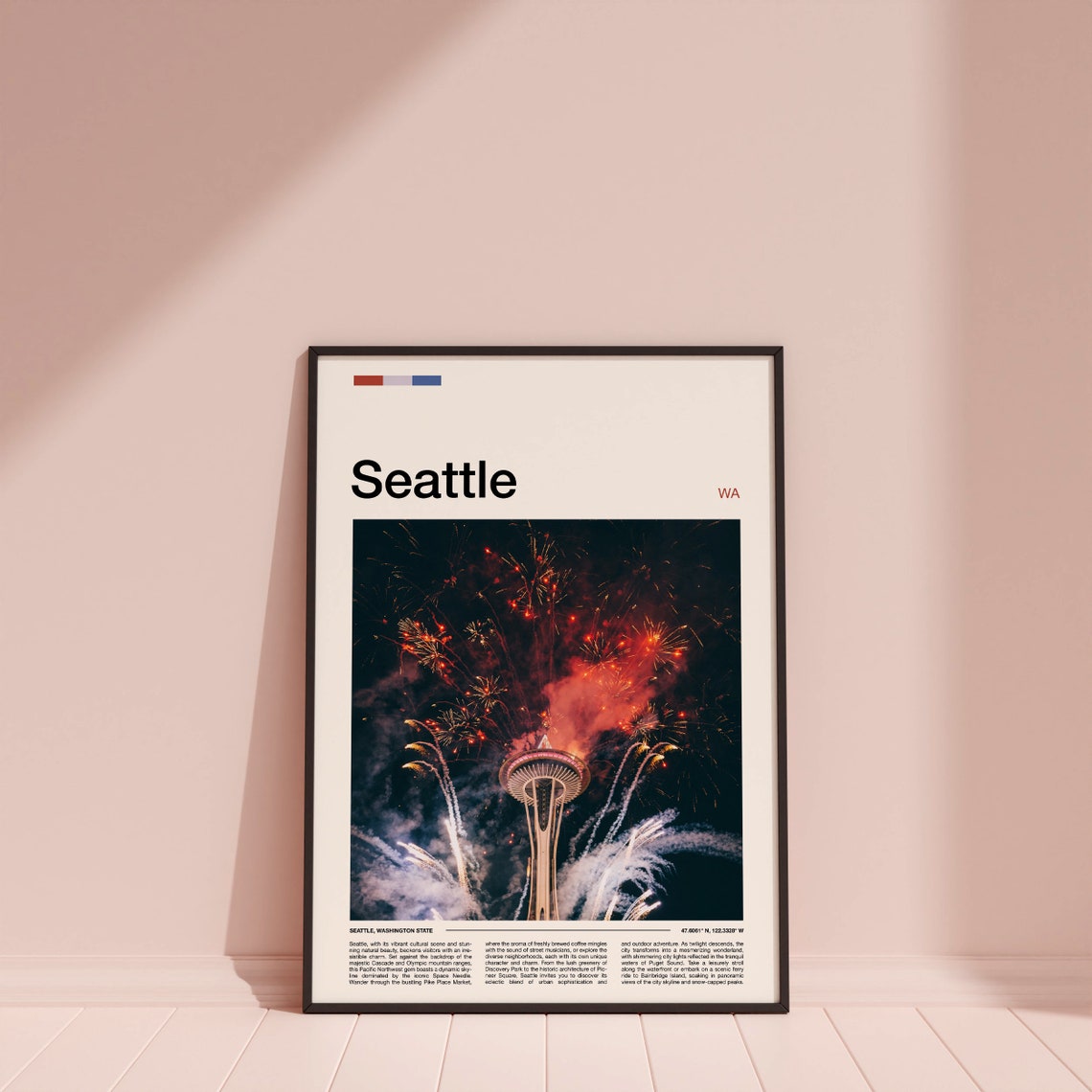 Seattle Space Needle Night Fireworks Celebration Scene Poster - Image 4