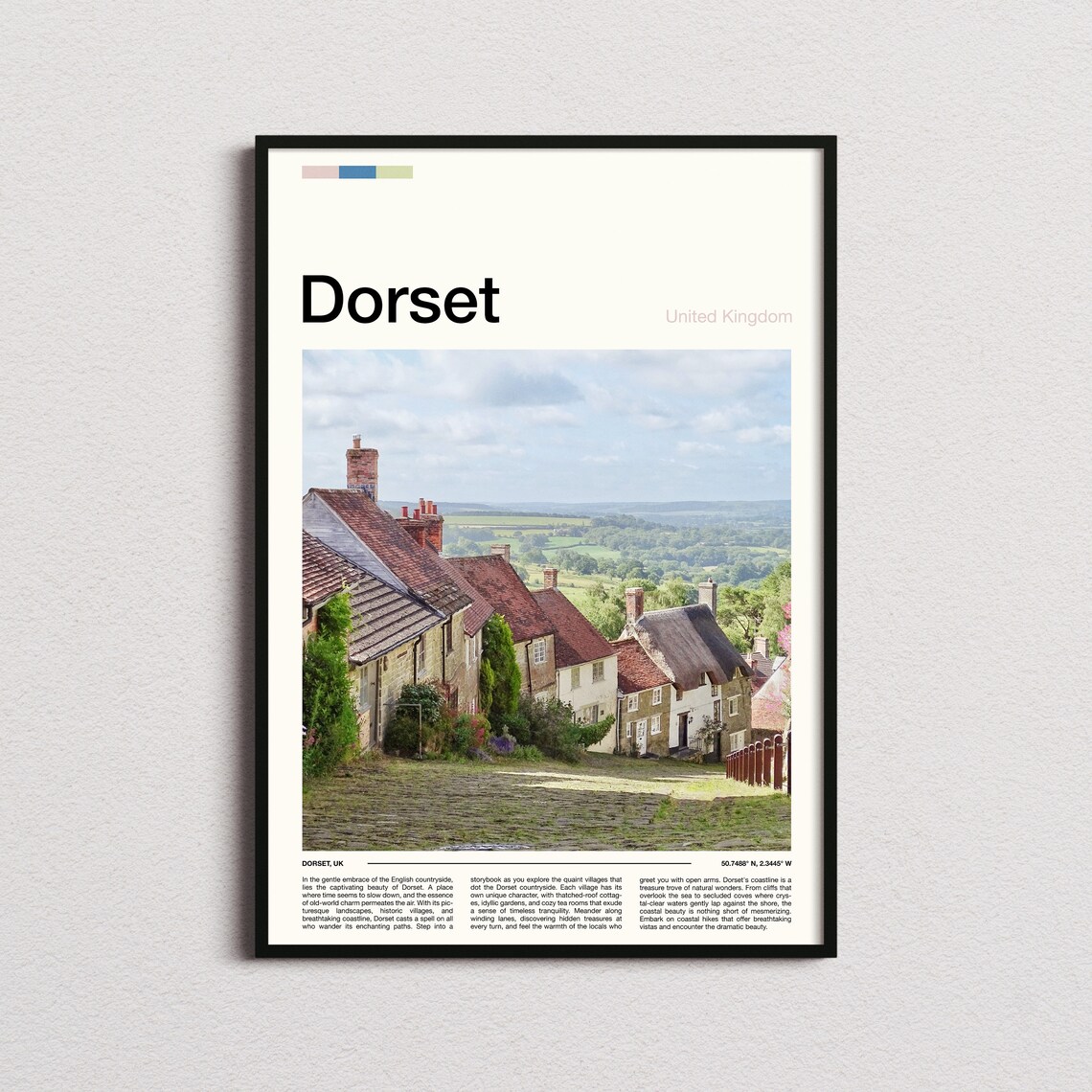 Dorset England Quint Thatched Cottage Village Rooftop Street Poster