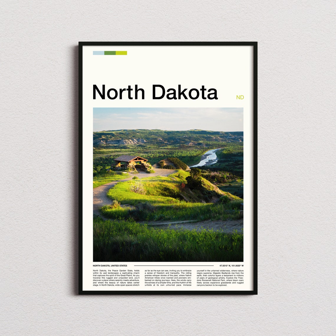 North Dakota Badlands River Overlook Rustic Cabin View Poster