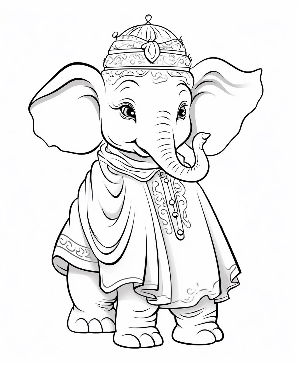 Elephants in Dresses Coloring Book Art Print For Kids Ages 4 to 8 - Image 3