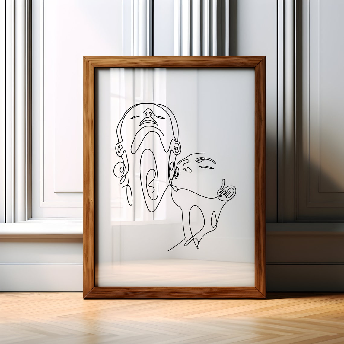 Couple Single Line Drawing Abstract Love Minimalist Art Poster