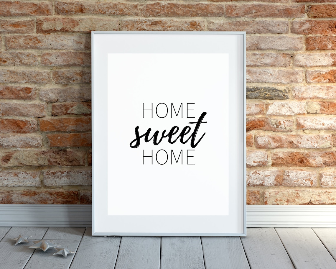 Home Sweet Home Mixed Typography Minimalist Black White Quote Wall Poster - Image 3