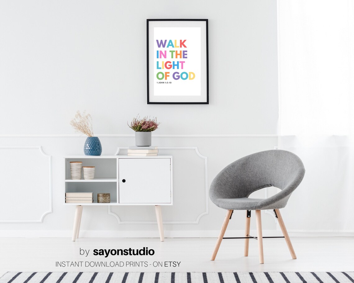 Walk In The Light Of God Christian Scripture Art Print - Image 3