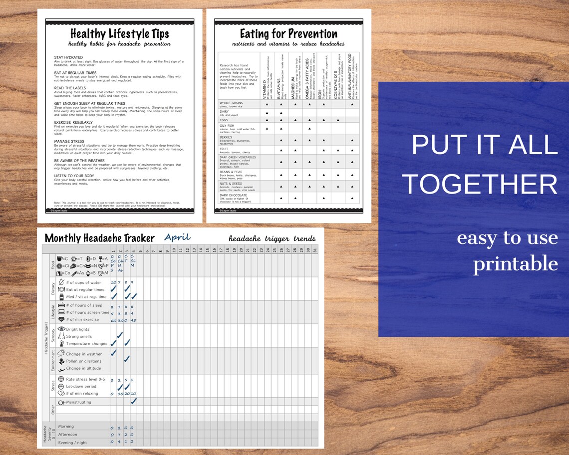 Monthly Headache Tracker Migraine Journal Art Print - Image 3