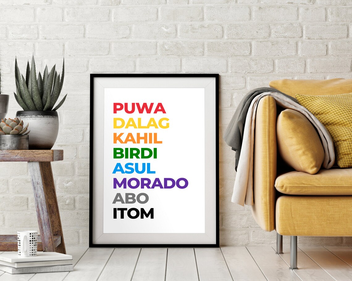 Bisaya Cebuano Color Words Print Rainbow Filipino Language Poster
