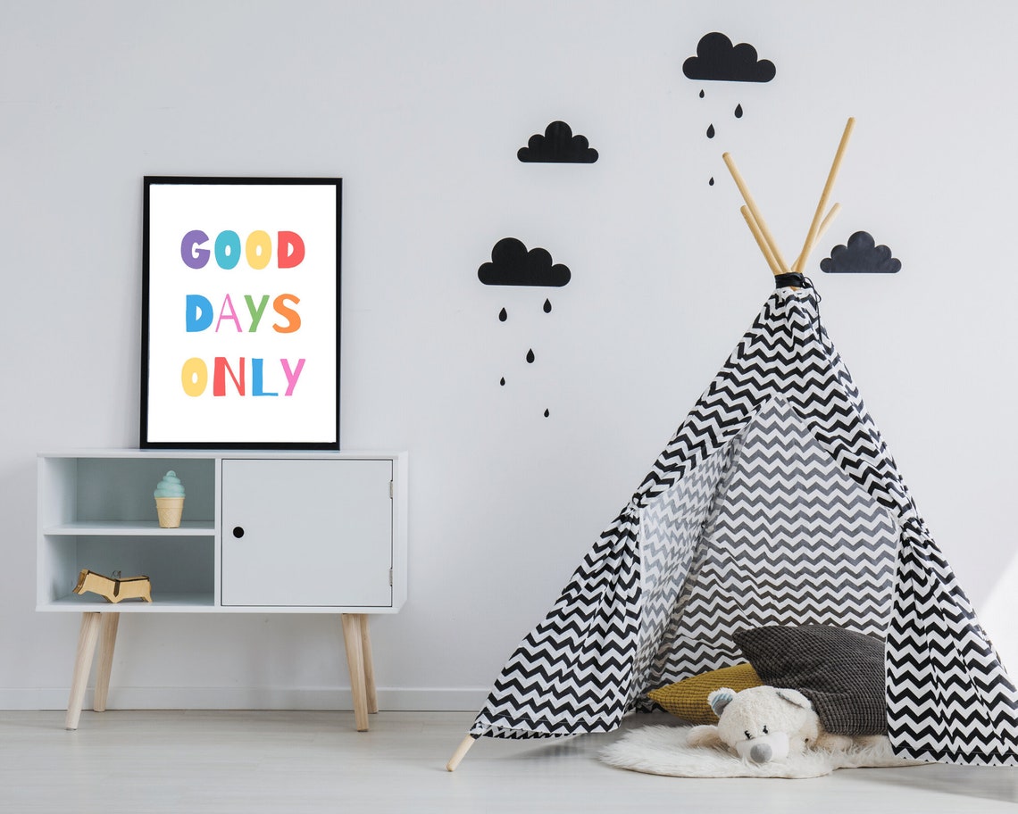 Good Days Only Colorful Rainbow Letters Positive Quote Kids Poster - Image 2