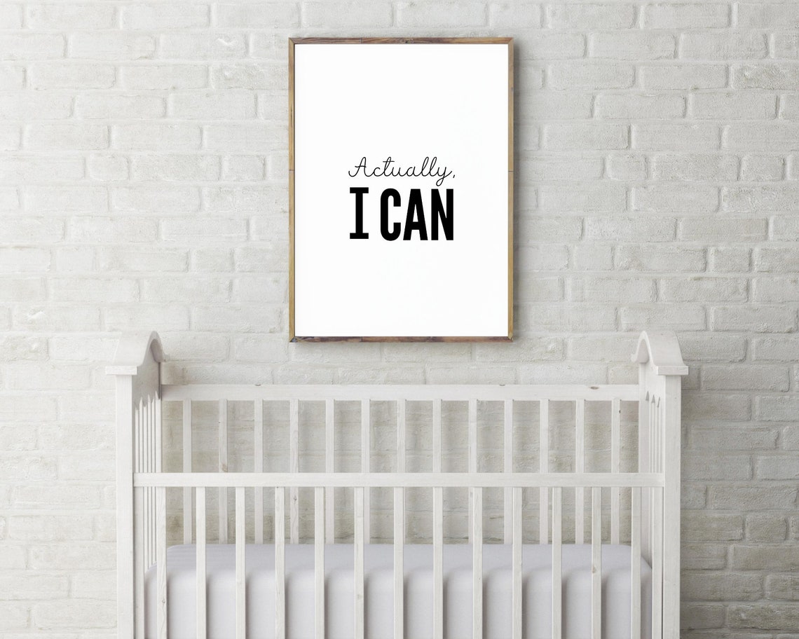 Actually I Can Motivational Script Quote Black White Minimalist Poster - Image 2