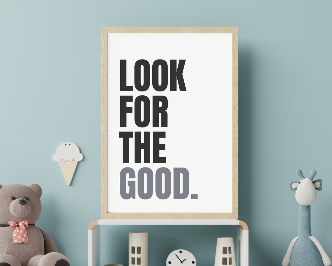 Look For The Good Bold Black And Gray Typography Motivational Wall Art - Image 2