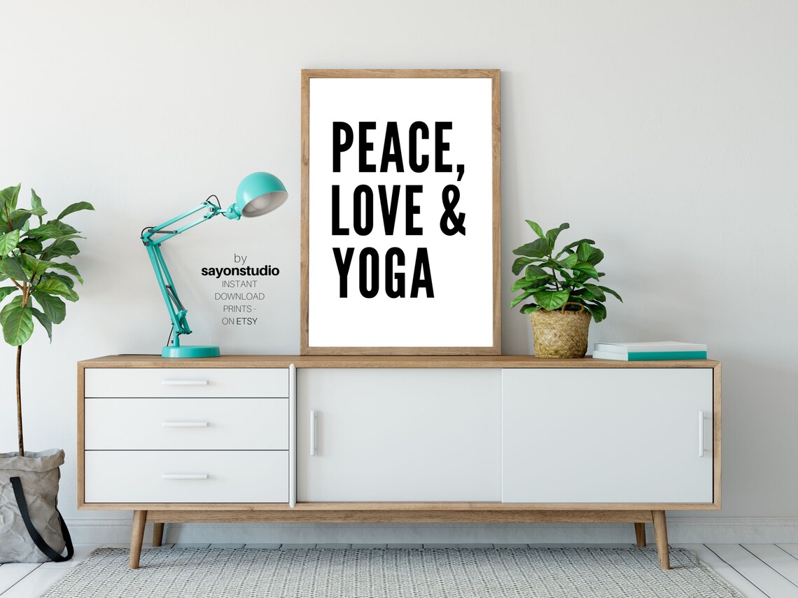 Peace Love And Yoga Bold Black Sans Serif Yoga Studio Mindfulness Poster - Image 2