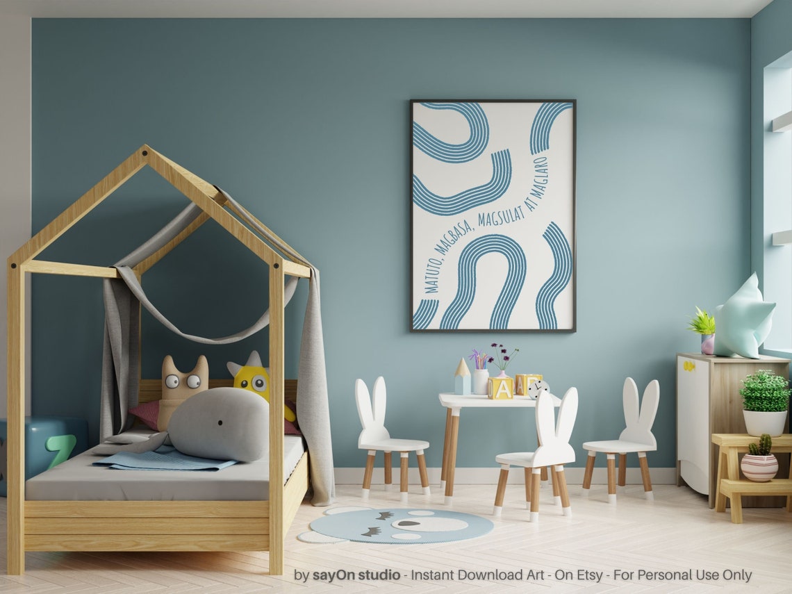 Filipino Learn Read Write Play Tagalog Boho Waves Kids Room Poster - Image 5