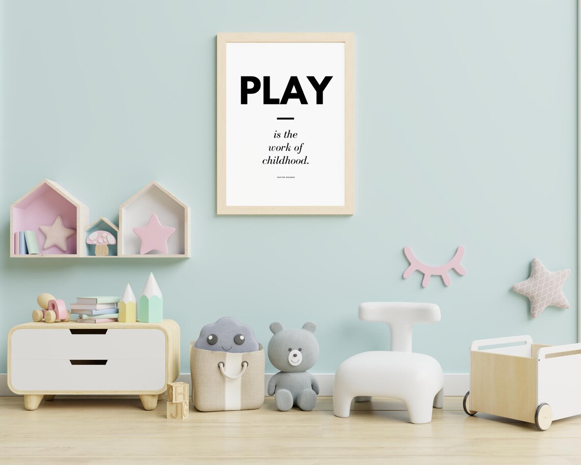 Mister Rogers Play Is The Work Of Childhood Minimalist Quote Poster - Image 3